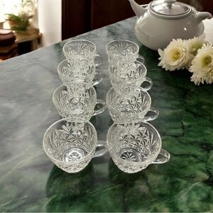 Vintage Arlington Cut Crystal Punch Cups Set of 8 Clear Glass 3in Elegant